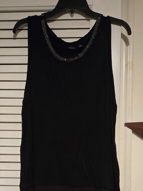 Apt. 9 Black Sleeveless Tank with Beaded Neckline